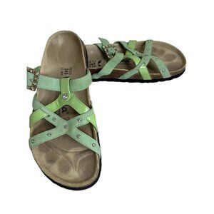 Betula Womens Green Sandals Size 7 With Studded Straps & Cork Footbed